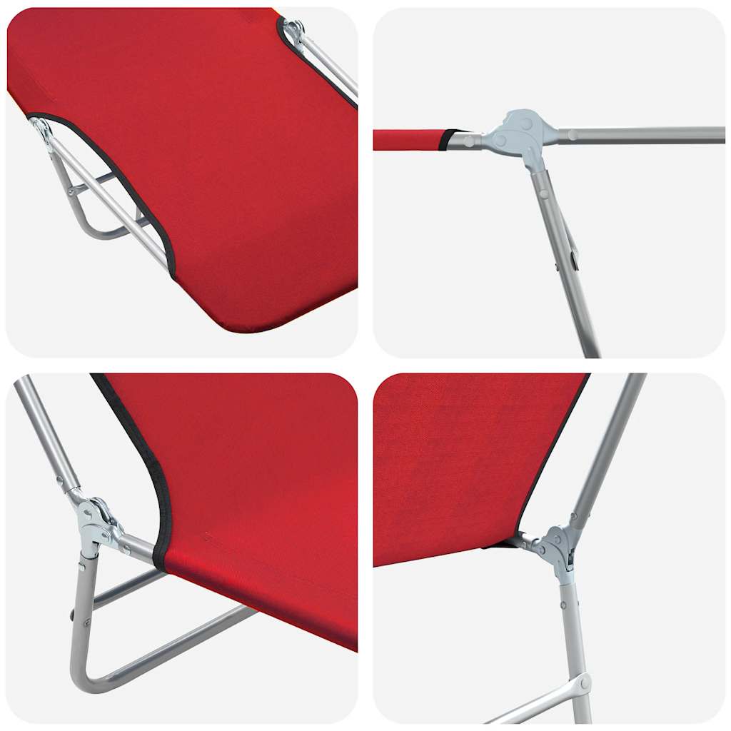 Folding Sun Loungers 2 pcs Steel and Fabric Red