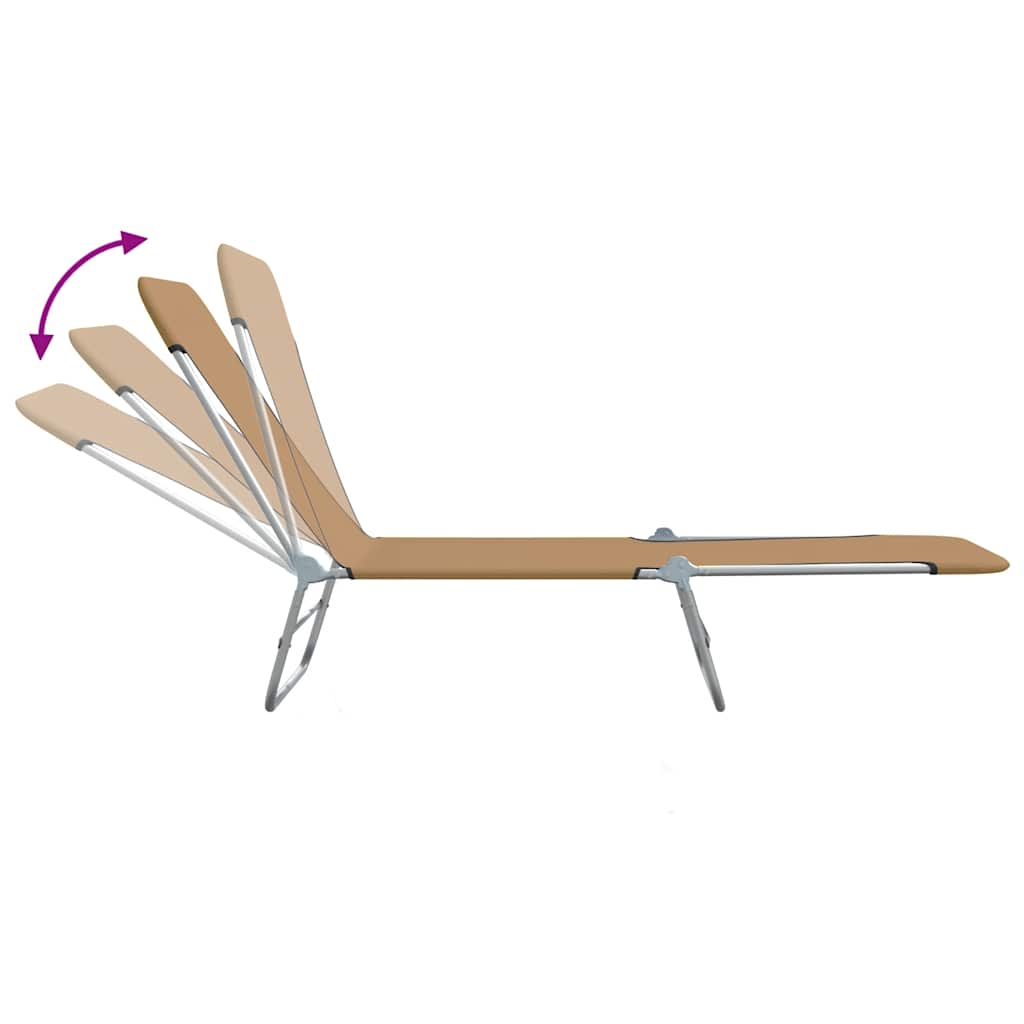 Folding Sun Loungers 2 pcs Steel and Fabric Taupe