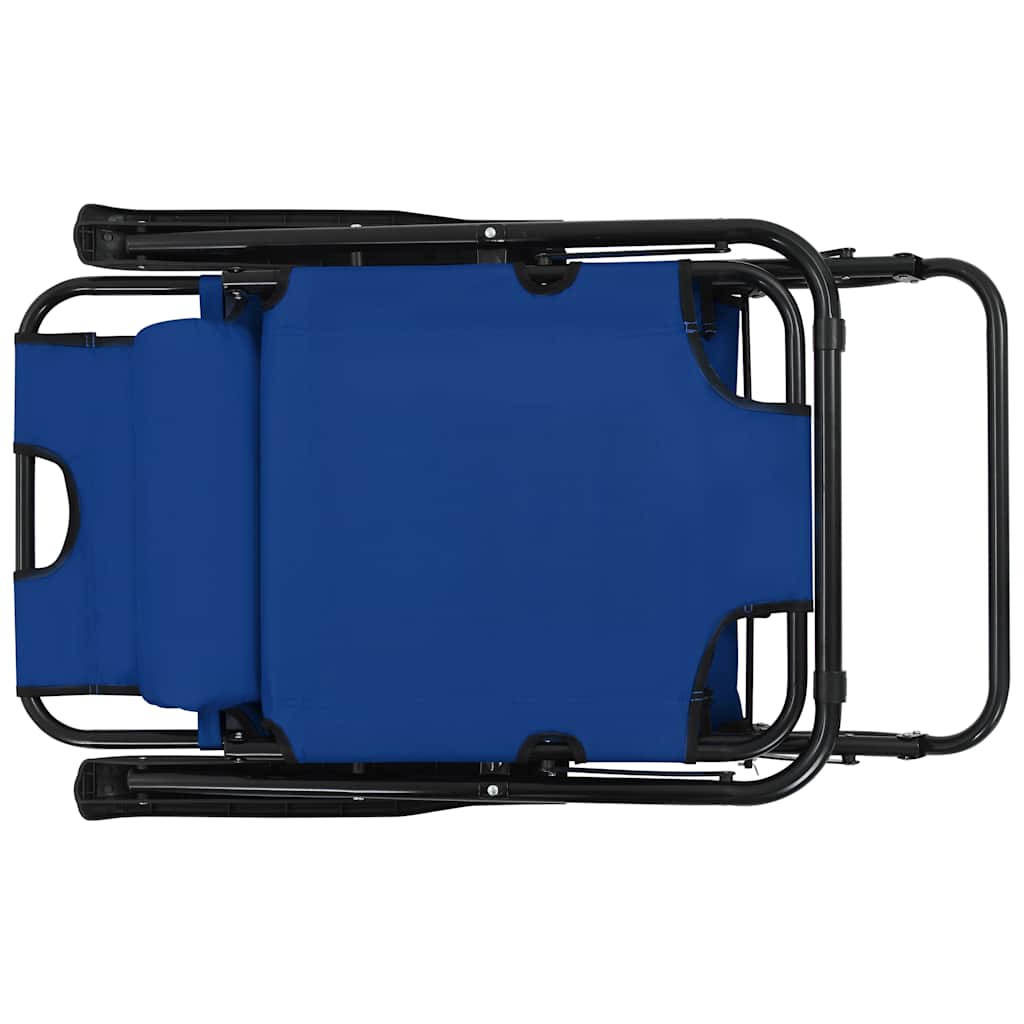 Folding Sun Loungers 2 pcs with Footrests Steel Blue