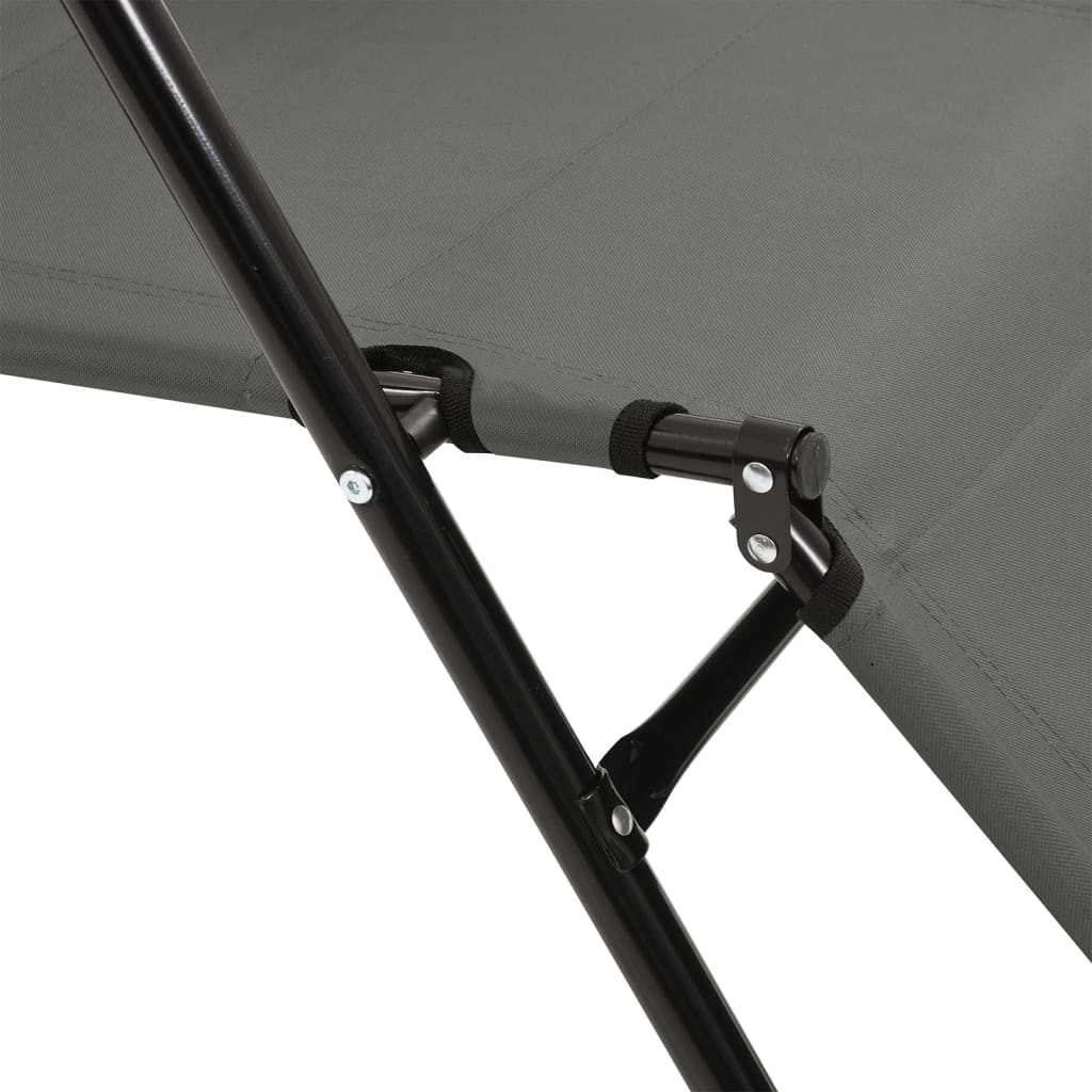 Folding Sun Loungers 2 pcs with Footrests Steel Grey