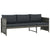 3 Piece Garden Lounge Set with Cushions Poly Rattan Grey