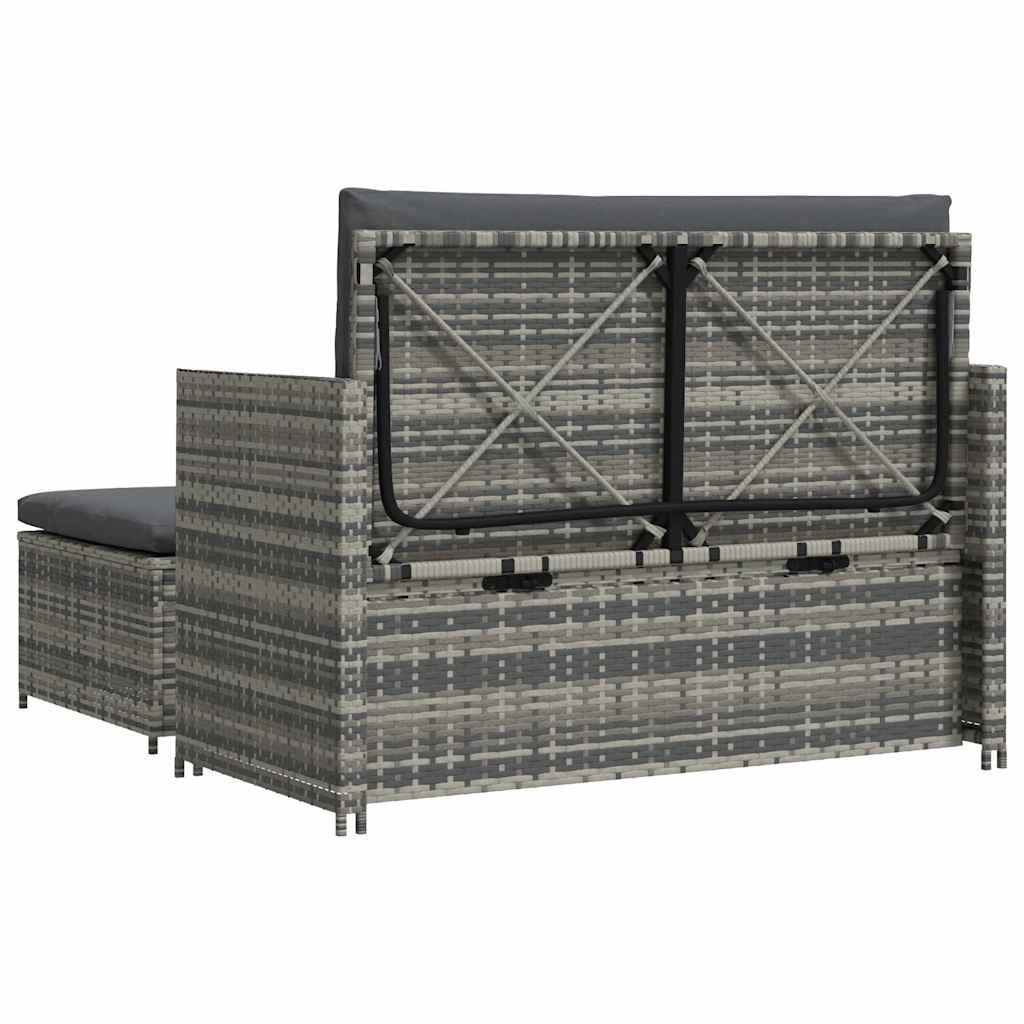 2 Piece Garden Lounge Set with Cushions Poly Rattan Grey