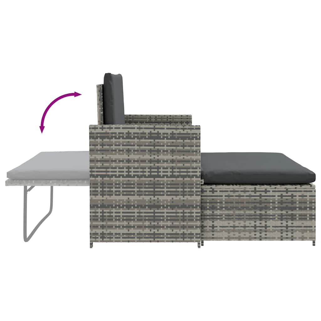 2 Piece Garden Lounge Set with Cushions Poly Rattan Grey