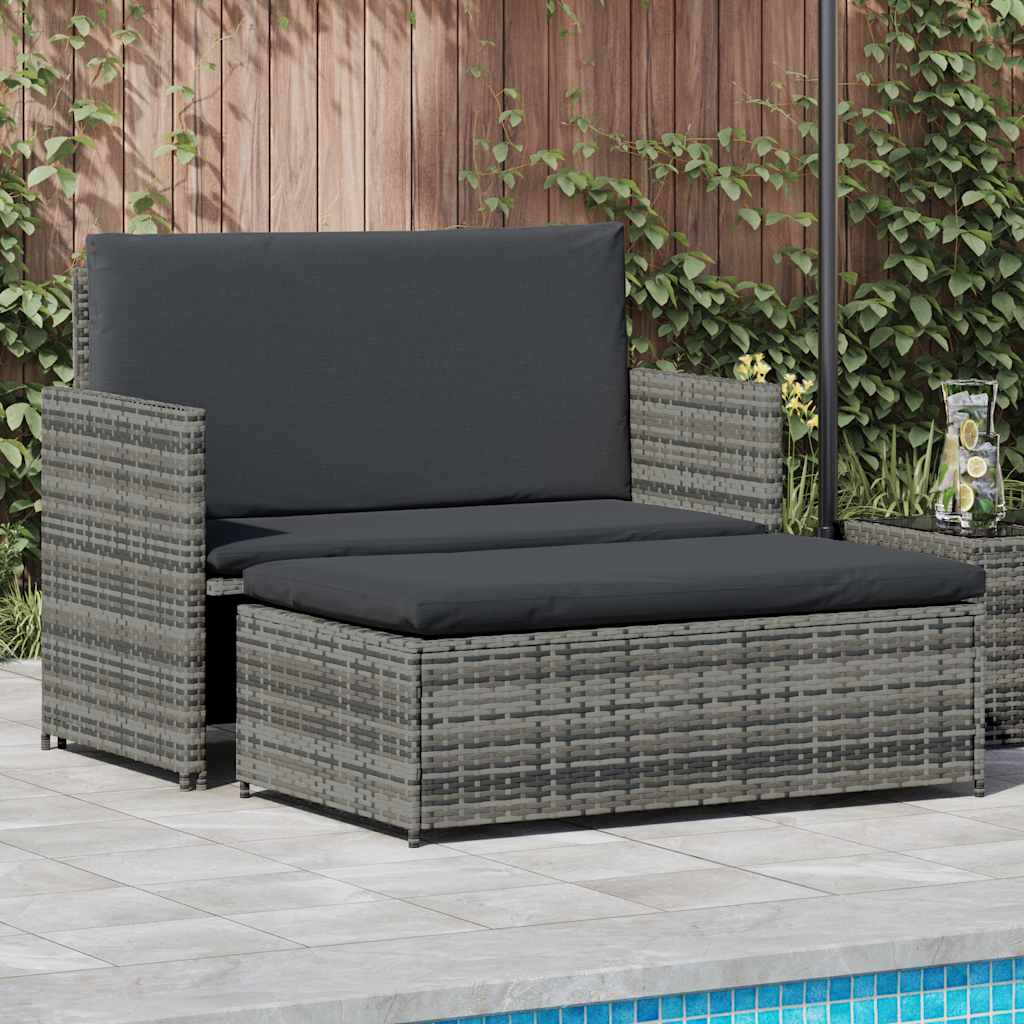 2 Piece Garden Lounge Set with Cushions Poly Rattan Grey