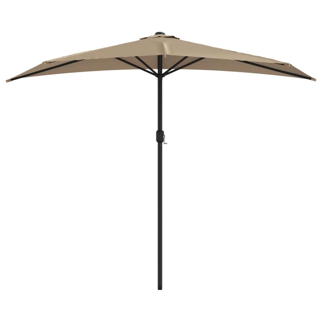 Garden Parasol with Aluminium Pole Taupe 270x144 cm Half
