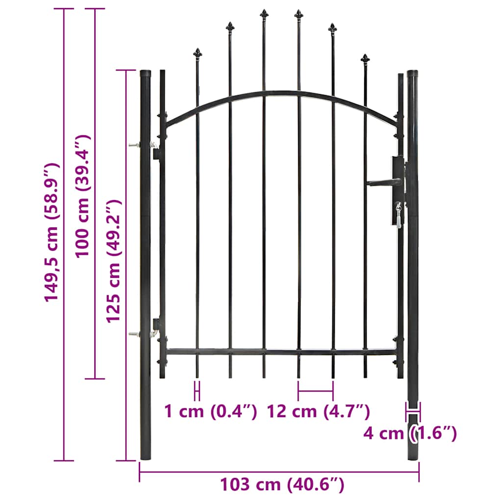 Garden Gate Steel 1x1 m Black