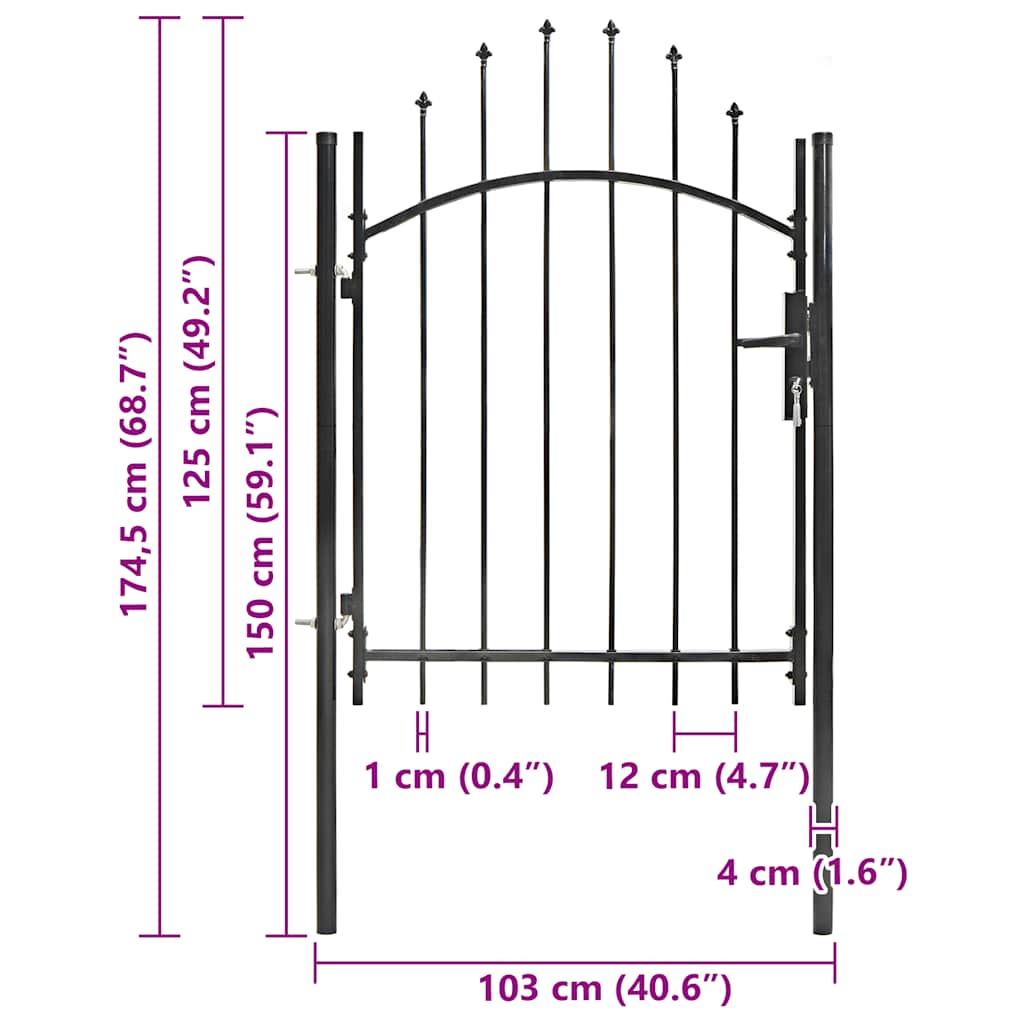 Garden Gate Steel 1x1,25 m Black