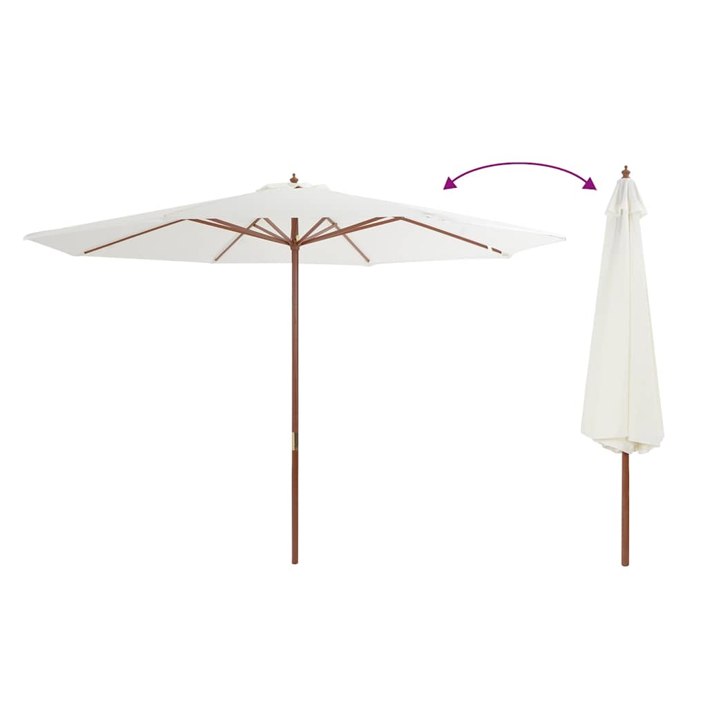 Garden Parasol with Wooden Pole 350 cm Sand White