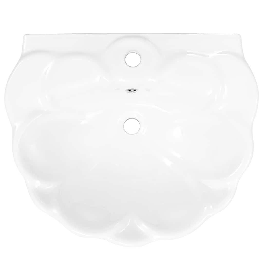 Freestanding Basin with Pedestal Ceramic White 580x510x200 mm