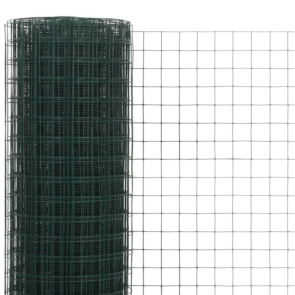 Chicken Wire Fence Steel with PVC Coating 10x1,5 m Green