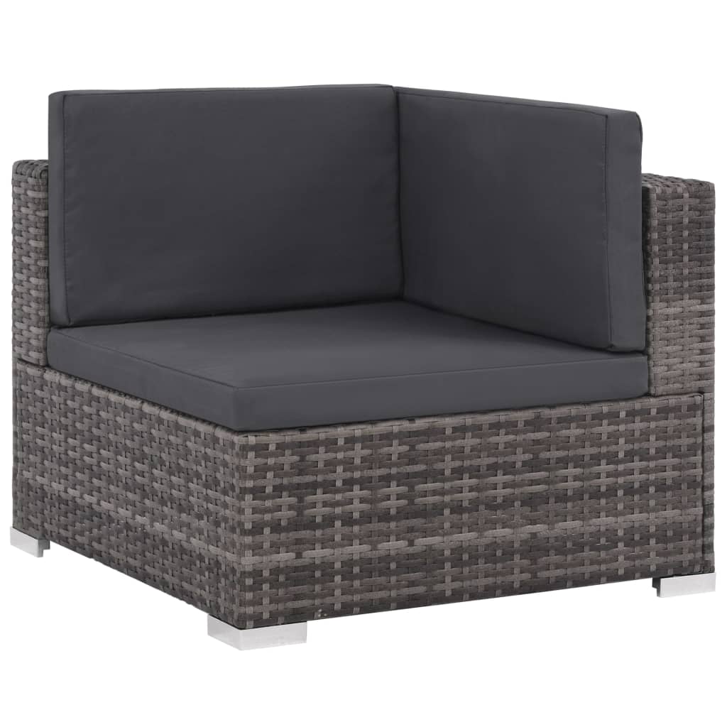 7 Piece Garden Lounge Set with Cushions Poly Rattan Grey