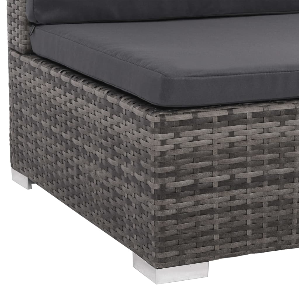 7 Piece Garden Lounge Set with Cushions Poly Rattan Grey