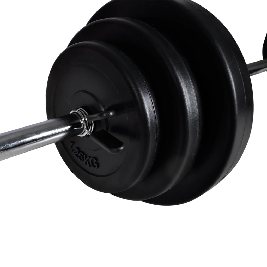 Wall-mounted Power Tower with Barbell and Dumbbell Set 30.5 kg