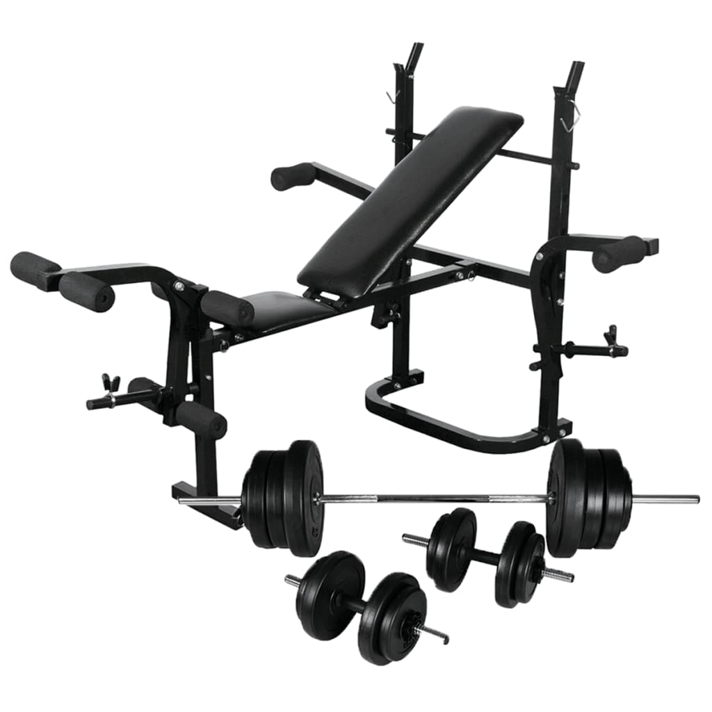 Weight Bench with Weight Rack&amp;Barbell and Dumbbell Set 60.5kg