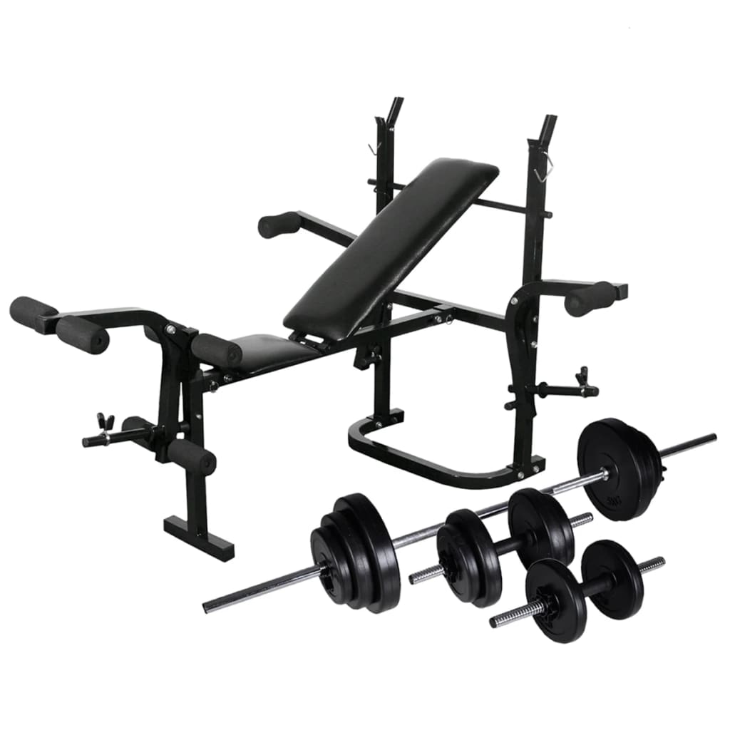 Weight Bench with Weight Rack&amp;Barbell and Dumbbell Set 30.5kg