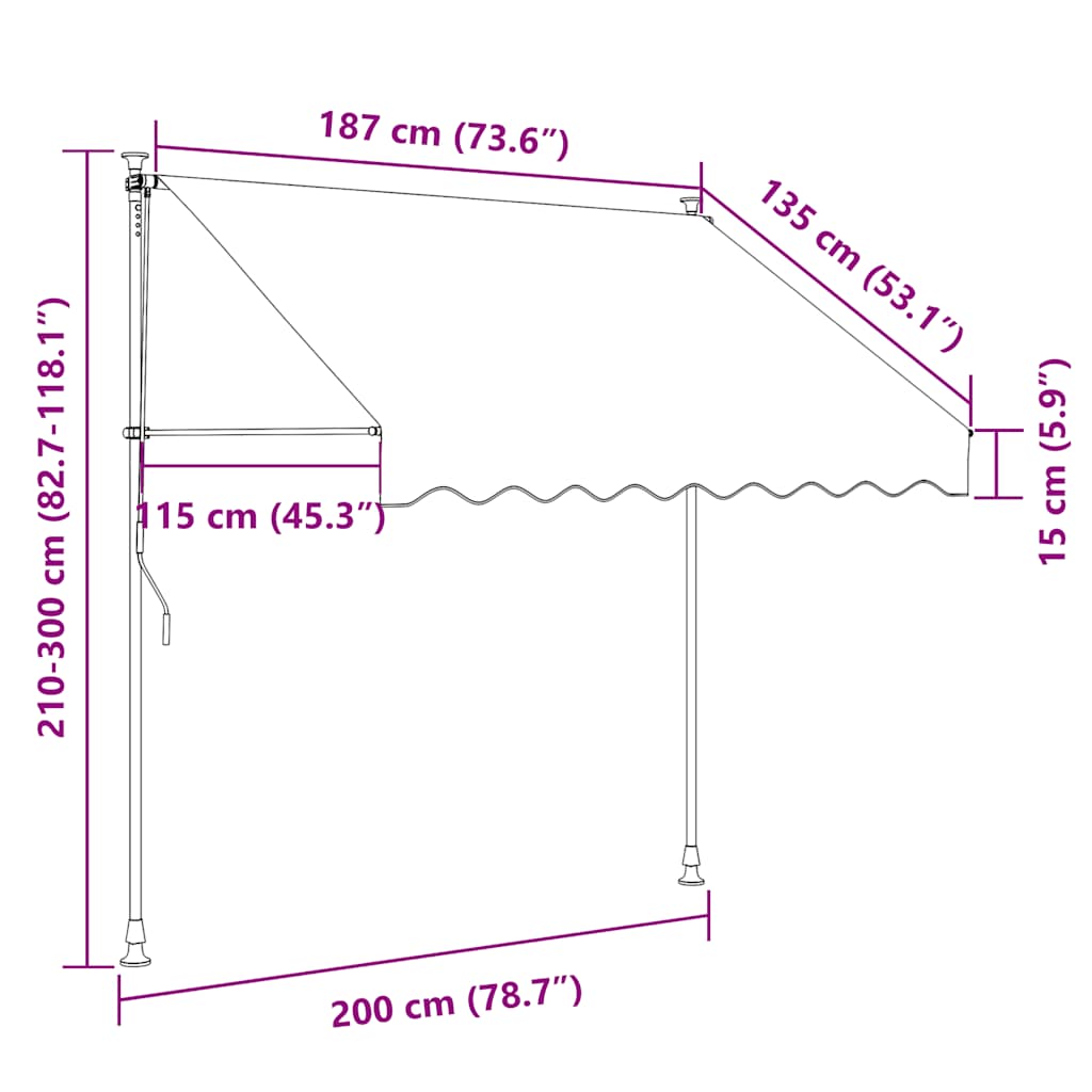 Manual Retractable Awning 200 cm Cream