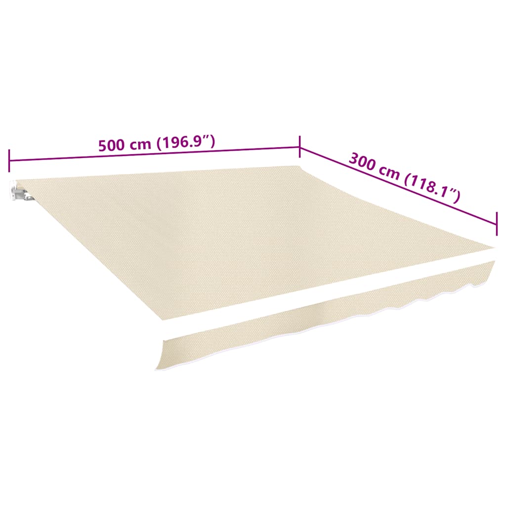 Awning Top Sunshade Canvas Cream 5x3 m