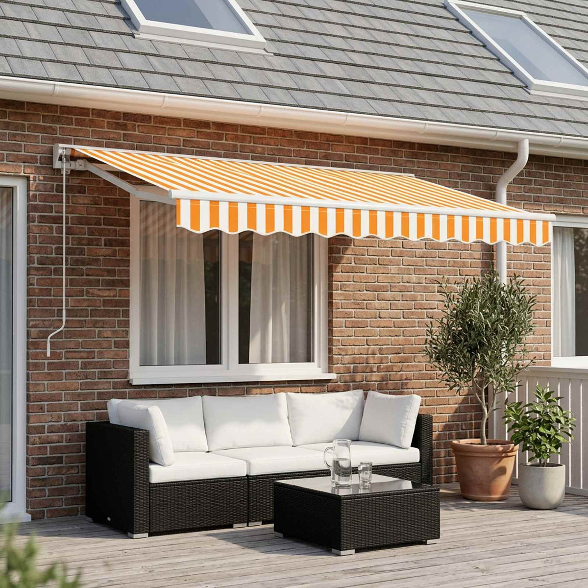 Awning Replacement Fabric Orange and White 350x250 cm Polyester
