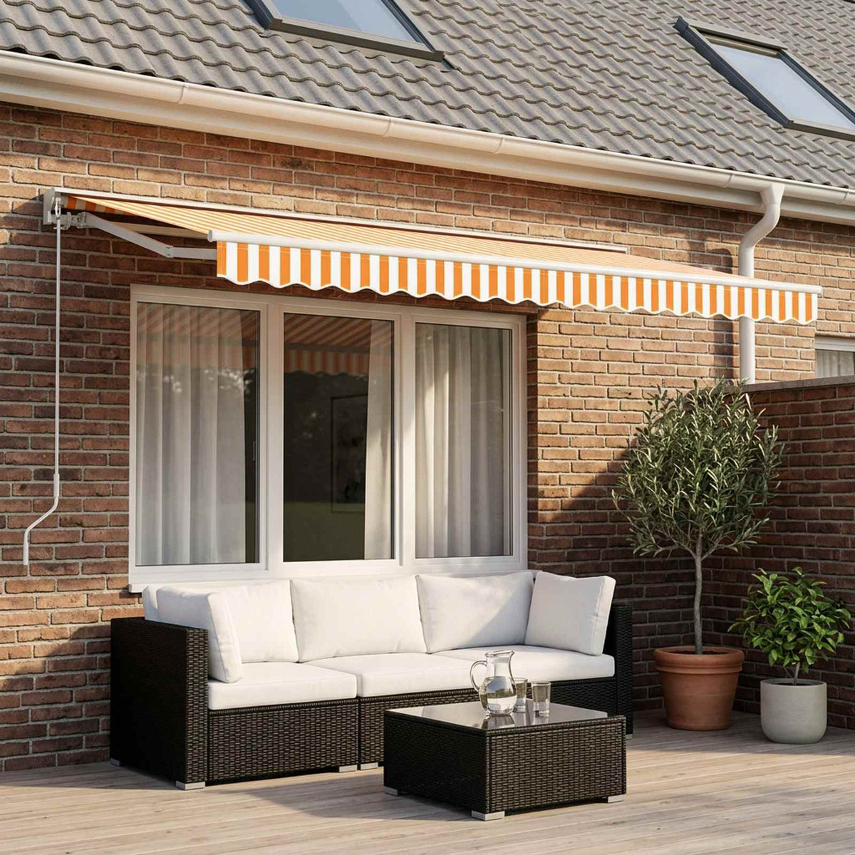 Awning Replacement Fabric Orange and White 500x300 cm Polyester