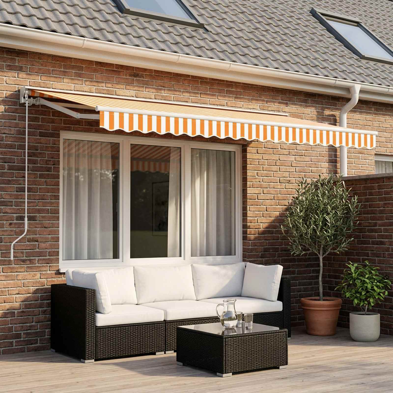 Awning Replacement Fabric Orange and White 500x300 cm Polyester