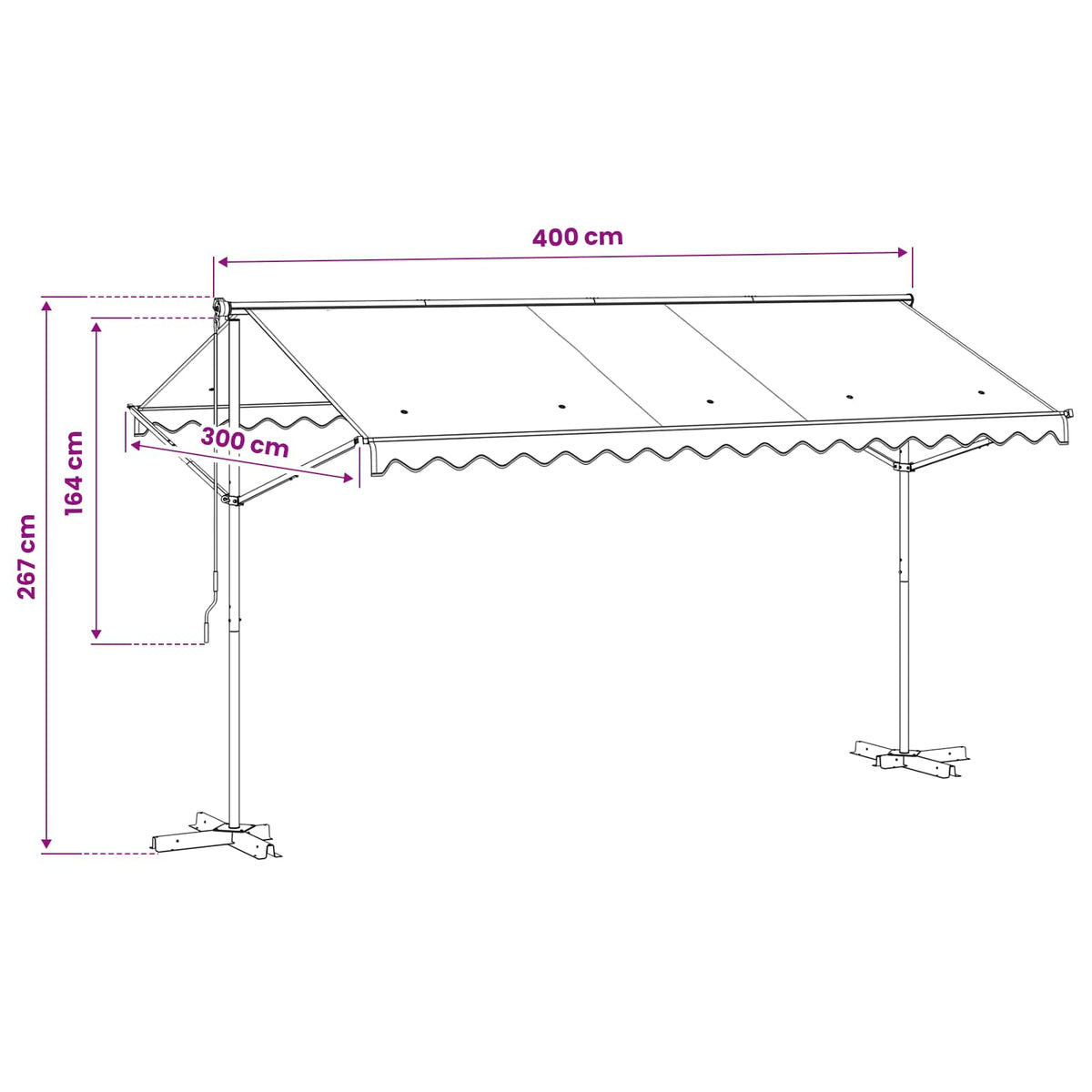 Free Standing Awning 4x3 m Cream