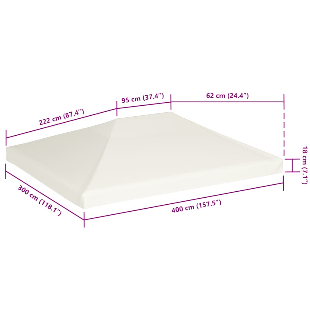Gazebo Top Cover 310 g/m² 4x3 m Cream White