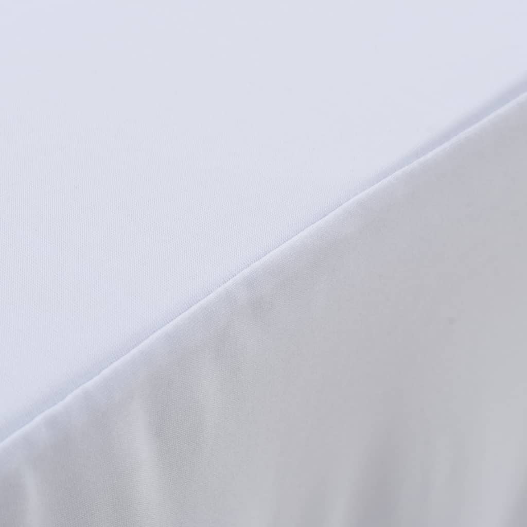 2 pcs Stretch Table Covers with Skirt 183x76x74 cm White