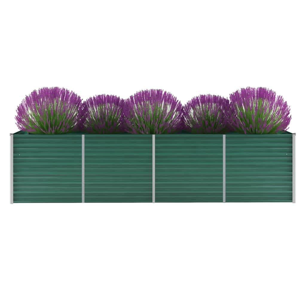 Garden Raised Bed Galvanised Steel 320x80x77 cm Green