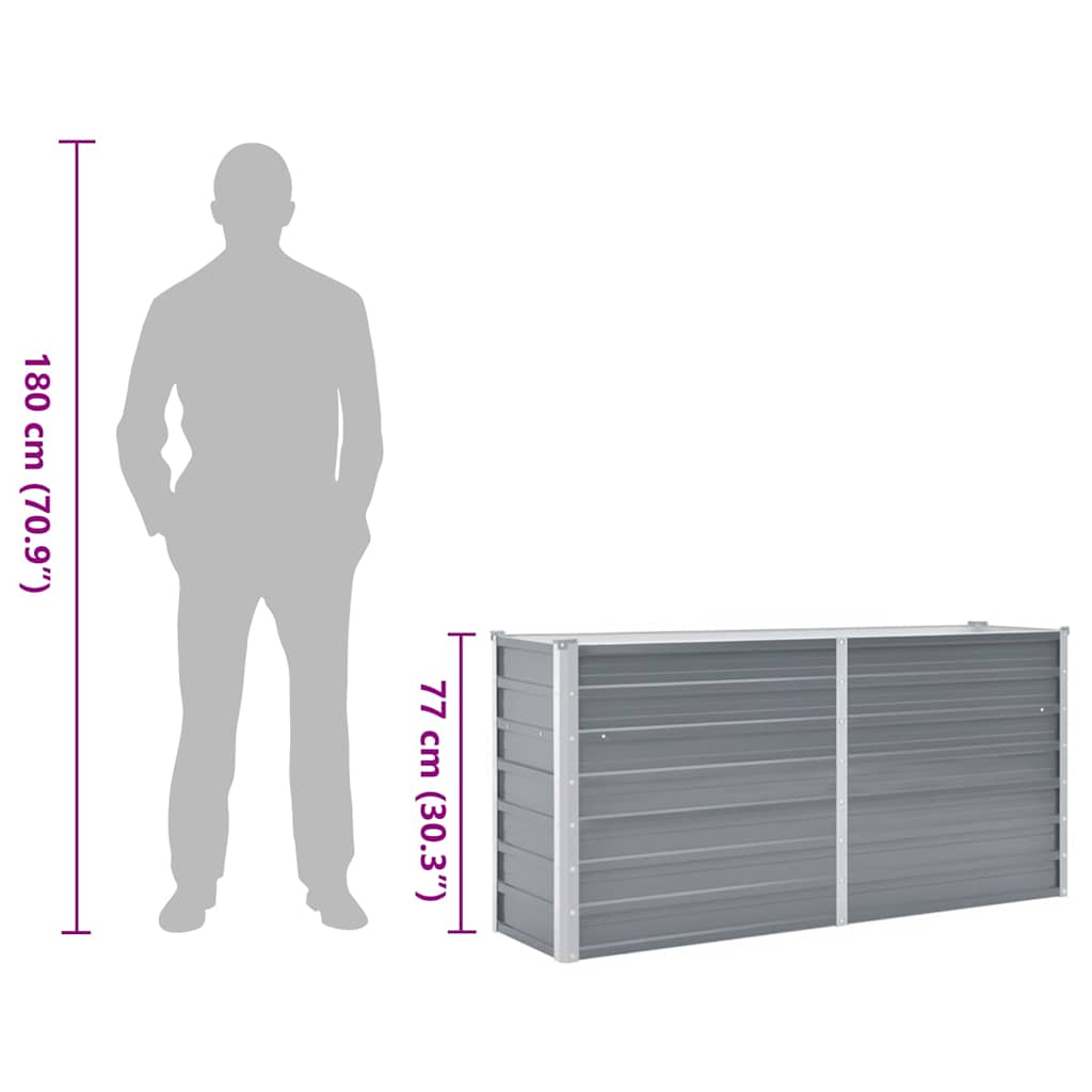 Garden Raised Bed Galvanised Steel 160x40x77 cm Grey