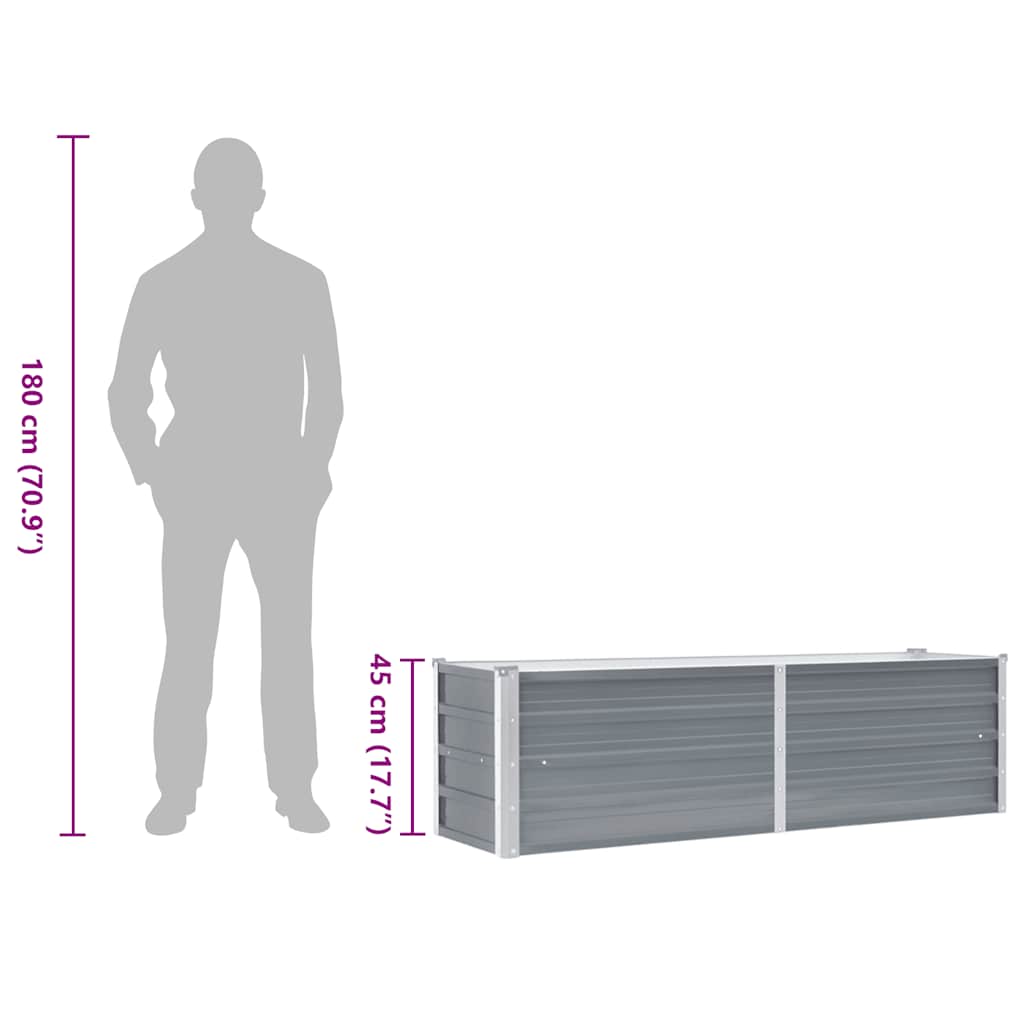 Garden Raised Bed Galvanised Steel 160x40x45 cm Grey