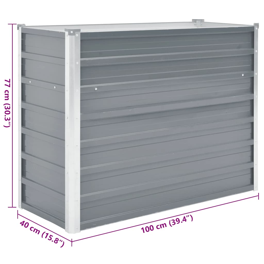 Garden Raised Bed Galvanised Steel 100x40x77 cm Grey