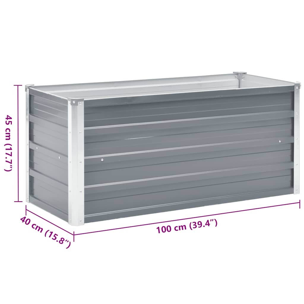Garden Raised Bed Galvanised Steel 100x40x45 cm Grey