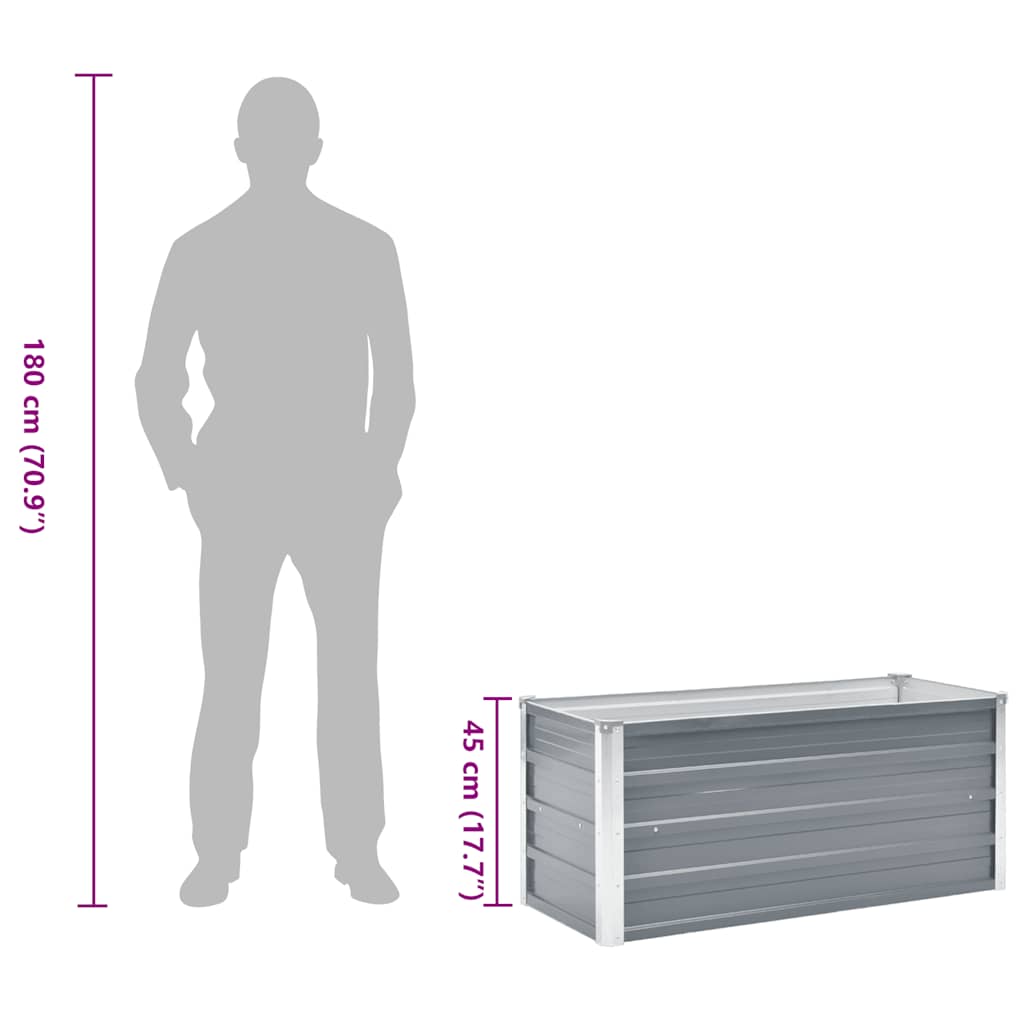Garden Raised Bed Galvanised Steel 100x40x45 cm Grey