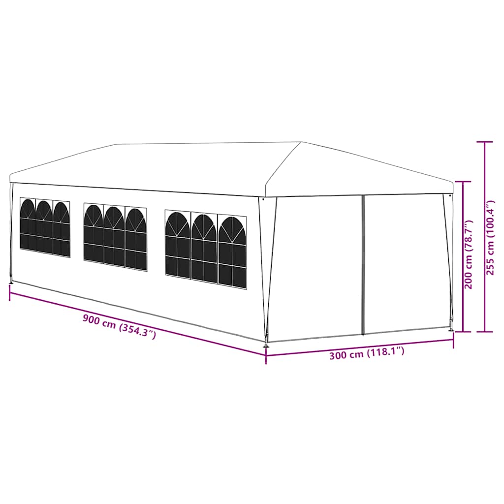 Party Tent 3x9 m Green