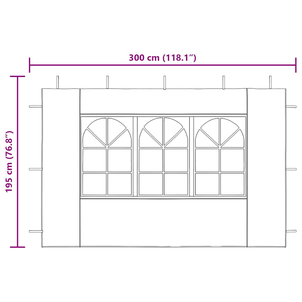 Party Tent Sidewall 2 pcs with Window PE White