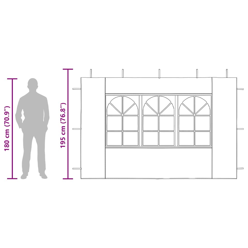 Party Tent Sidewall 2 pcs with Window PE Blue