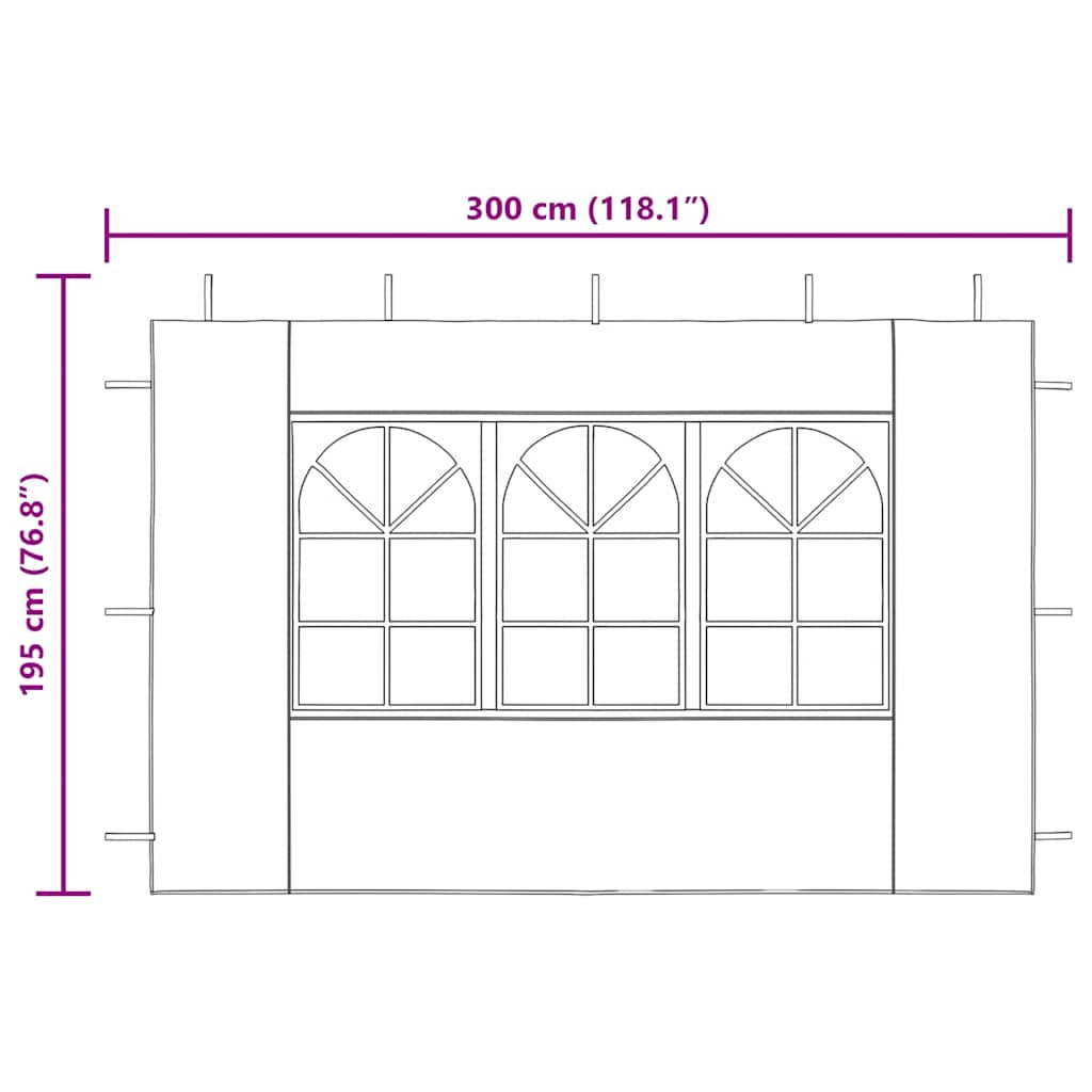 Party Tent Sidewall 2 pcs with Window PE Anthracite