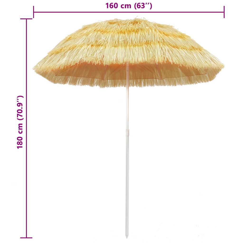 Beach Parasol Natural 180 cm Hawaii Style