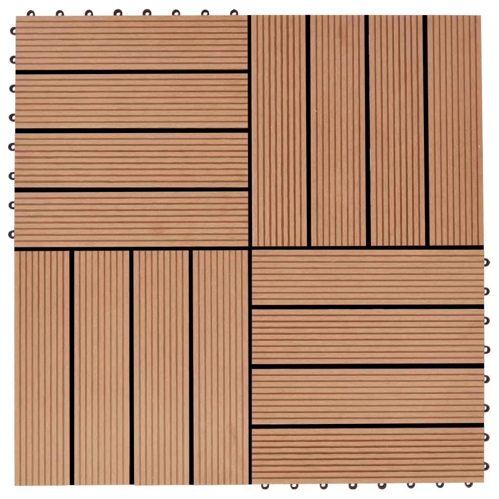 11 pcs Decking Tiles WPC 30x30 cm 1 sqm Teak Colour