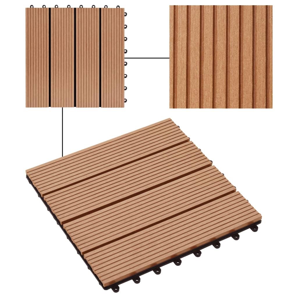 11 pcs Decking Tiles WPC 30x30 cm 1 sqm Teak Colour