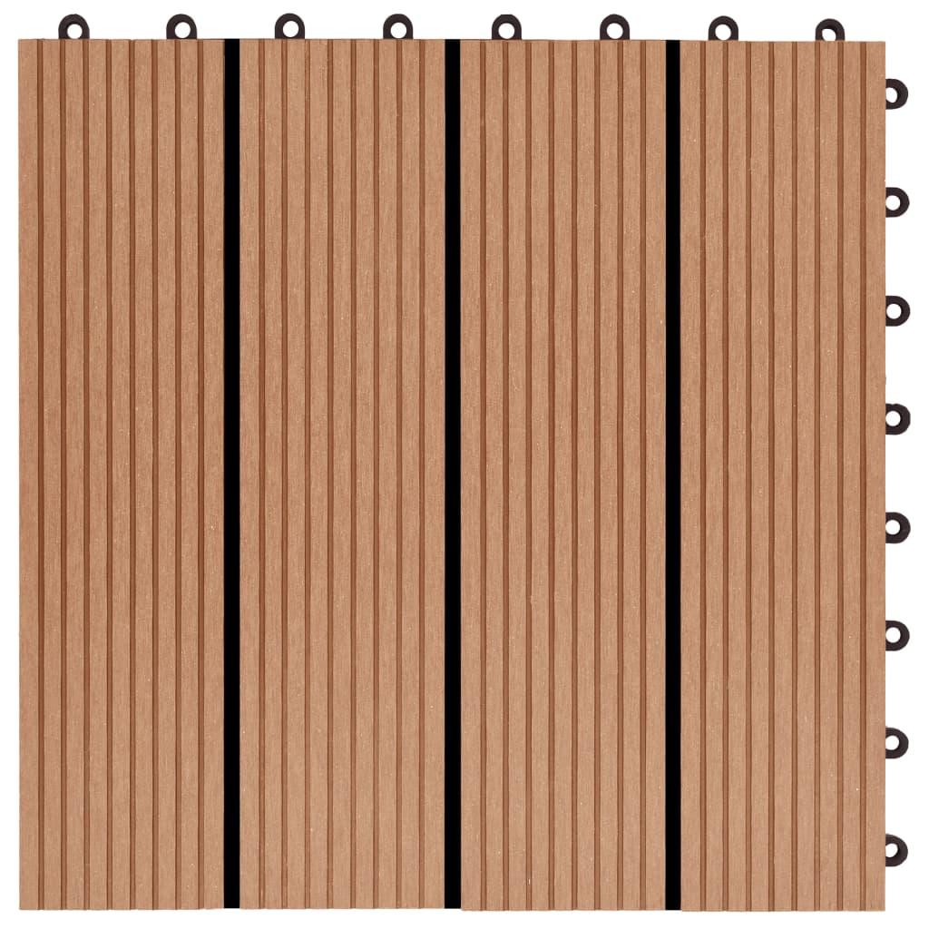 11 pcs Decking Tiles WPC 30x30 cm 1 sqm Teak Colour