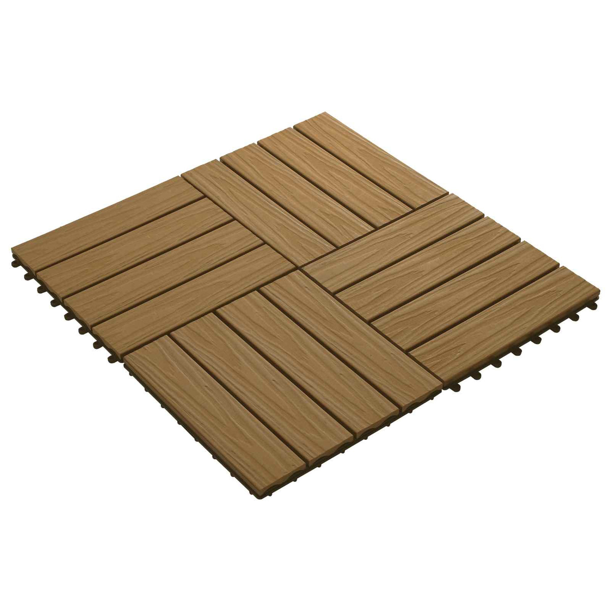 Decking Tile 3D Design 11 pcs Teak 30 x 30 cm WPC