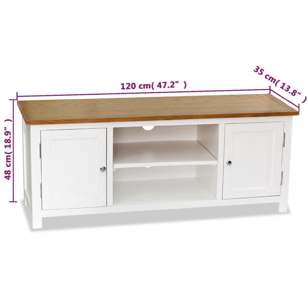 TV Cabinet 120x35x48 cm Solid Oak Wood