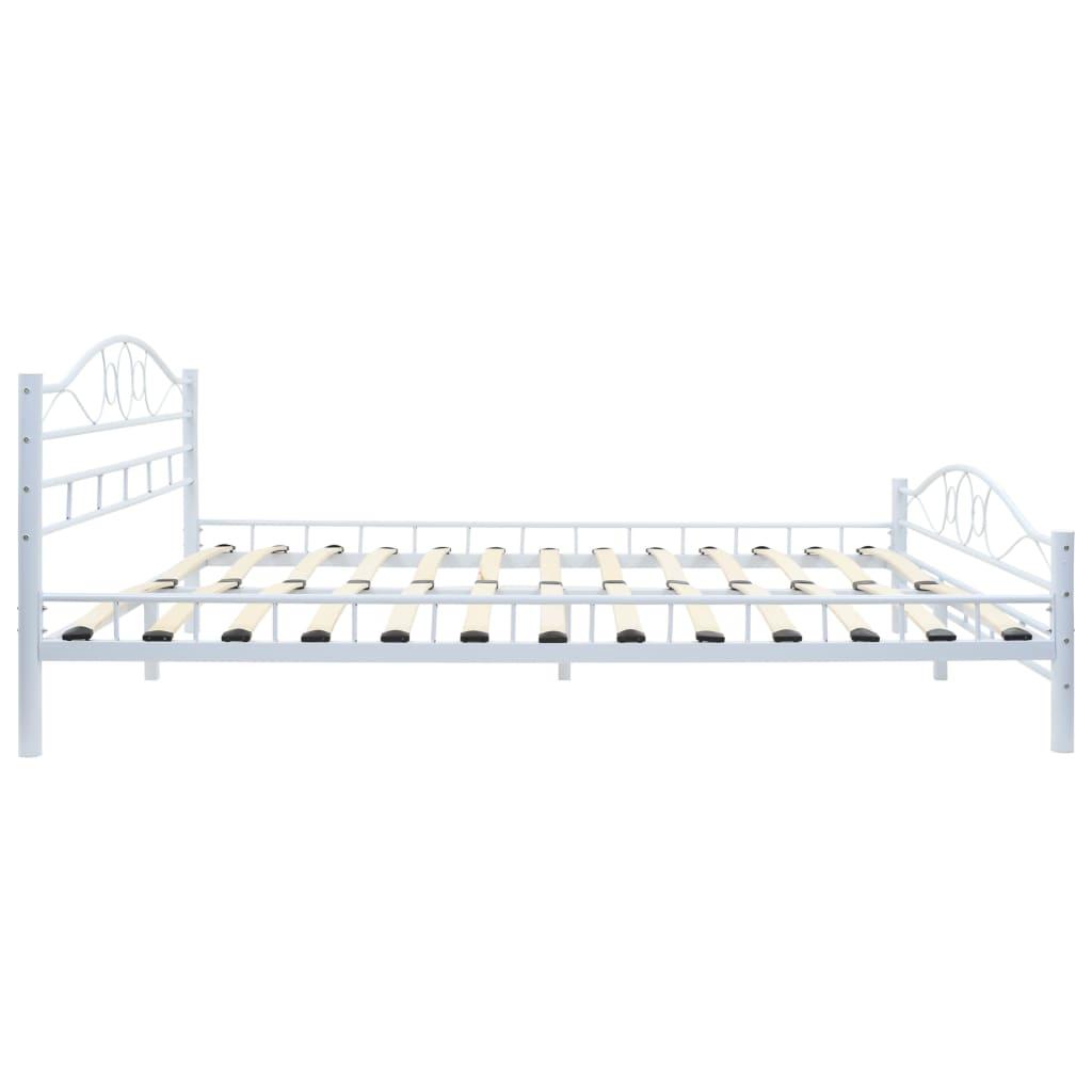 Bed Frame without Mattress White Metal 137x187 cm Double