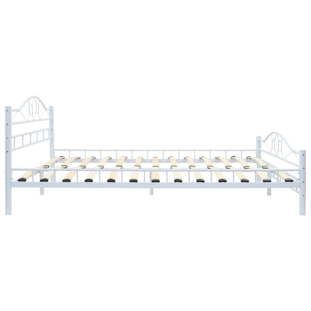 Bed Frame without Mattress White Metal 153x203 cm Queen