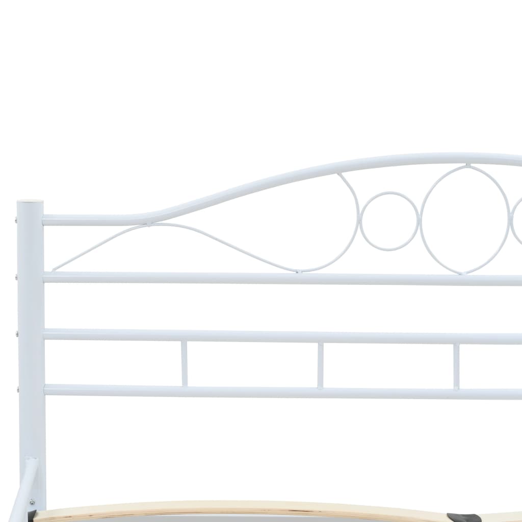 Bed Frame without Mattress White Metal 153x203 cm Queen