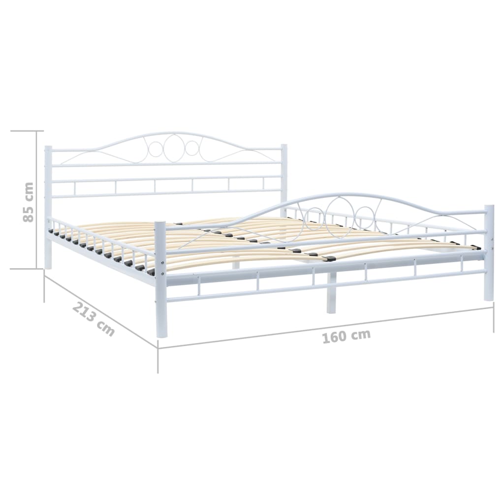 Bed Frame without Mattress White Metal 153x203 cm Queen