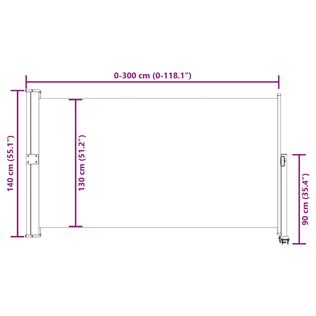 Patio Retractable Side Awning 140 x 300 cm Black