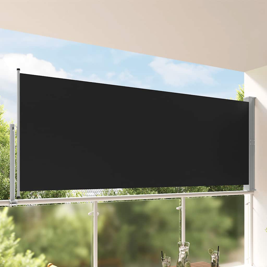 Patio Retractable Side Awning 140 x 300 cm Black