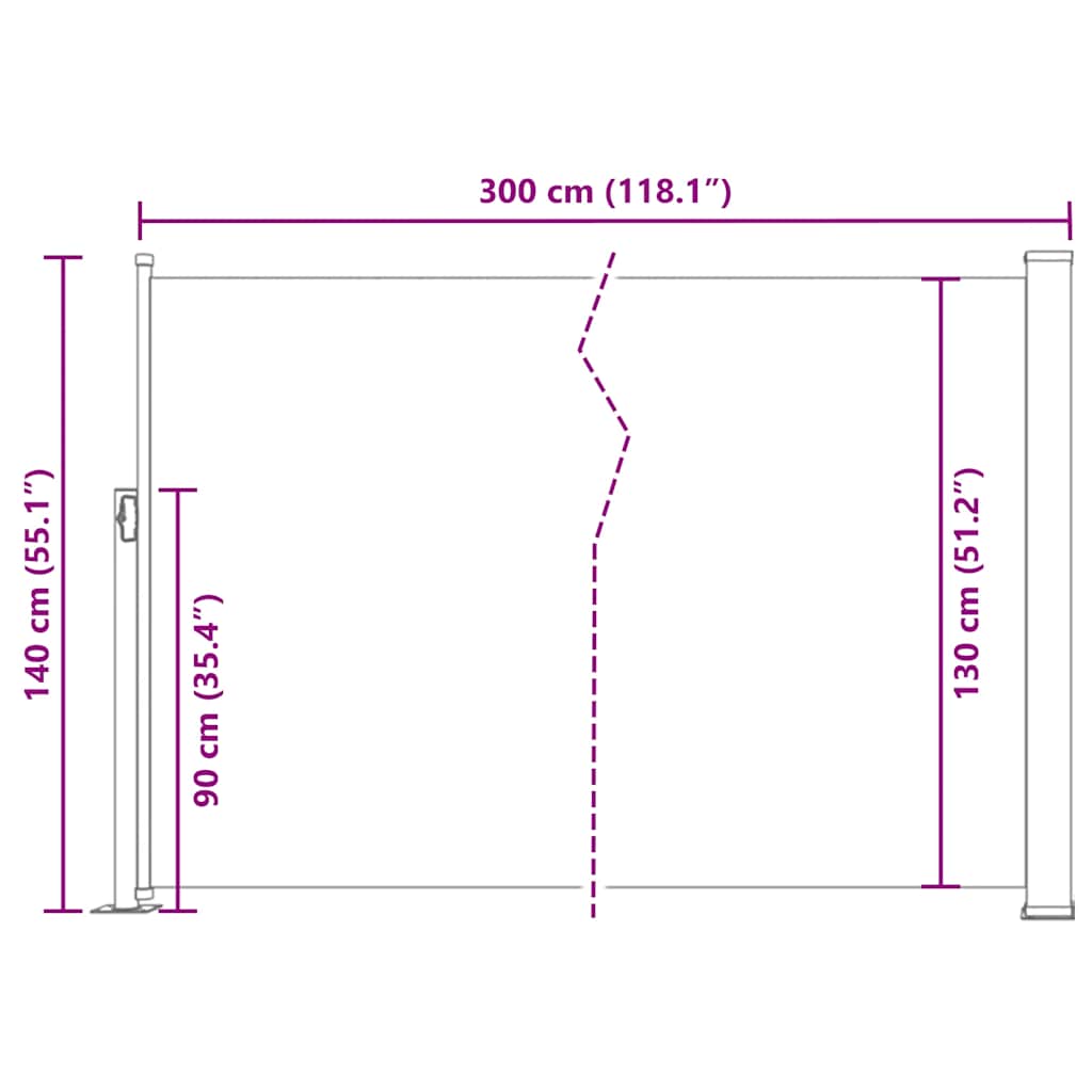 Retractable Side Awning 140 x 300 cm Cream